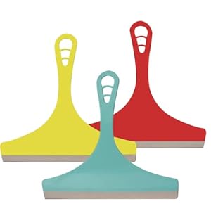 Glass Squeegee Wiper All-Purpose Cleaning Windows Car Windshield Bathroom Mirrors Table Cleaner (Set of 3, Random Colours)