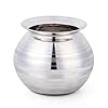 Stainless Steel Rice Pot/Rice Strainer/Pongal Pot/Gundu/Cooker/Handi with Lid Vadi Plate and Ladle/Spoon, 3.5 litres