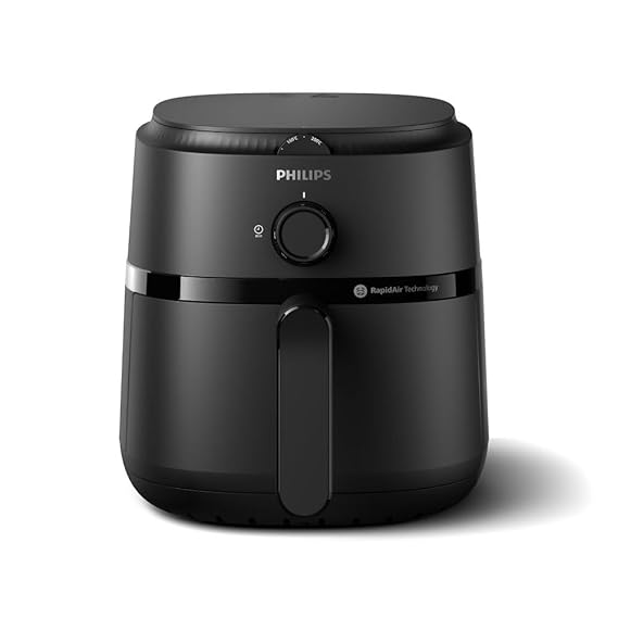 PHILIPS Air Fryer NA120/00, uses up to 90% less fat, 1500W, 4.2 Liter, with Rapid Air Technology (Black), Large - Image 2