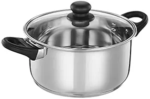 Stainless Steel Induction Bottom Dutch Oven with Glass Lid (24cm, 5 litres)