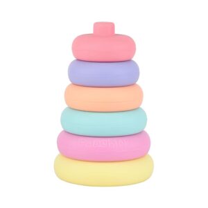 Peachick Toys Silicone Stacker for Baby 6 Pcs Soft Building Rings Stacker & Teether for 6+ Months for Toddlers/Newborns, Educational Learning Stacking Tower, Best Gift for 6+ Months Baby