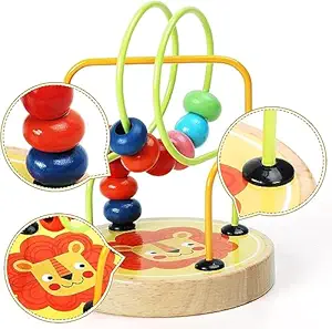 Toddlers Wooden Colorful Roller Coaster Educational Maze Learning Preschool Toys Birthday Gift for Boys and Girls (Wooden Beads Track)