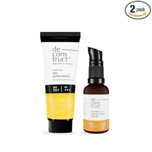 Sun Protect Duo | 10% Vitamin C Face Serum (30 ml) + Gel Sunscreen (50 g) | Get Glowing Skin with Sun Protection |Vitamin C serum For Oily Skin