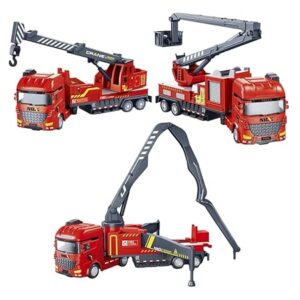 PROBABE Inertial Fire Rescue Engine Truck Toy for Kids with 360 Degree Chassis Rotate Friction Powered Simulation Model Ladder Vehicle (Set of 3)