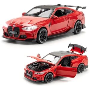 Invite 1:32 Diecast Model Alloy BMW M4 Metal Pull Back Car with Sound Light, Openable Doors, Toy Vehicles for Kids Gift, car for Kids 【Colors as Per Stock】