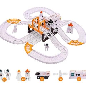Toyshine Space Themed Battery Operated 128Pc DIY Race Track Set with Space Shuttle Car | Learning and Educational Toy for Kids Boys Girls 3+ Years