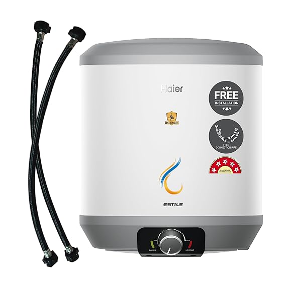 Haier Estile Water Geyser 25 Ltr 2200W Storage Water Heater 5 Star with Pipe| Free Installation| ABS Body| Shock Proof| 8-Yr Tank 4-Yr Product Warranty