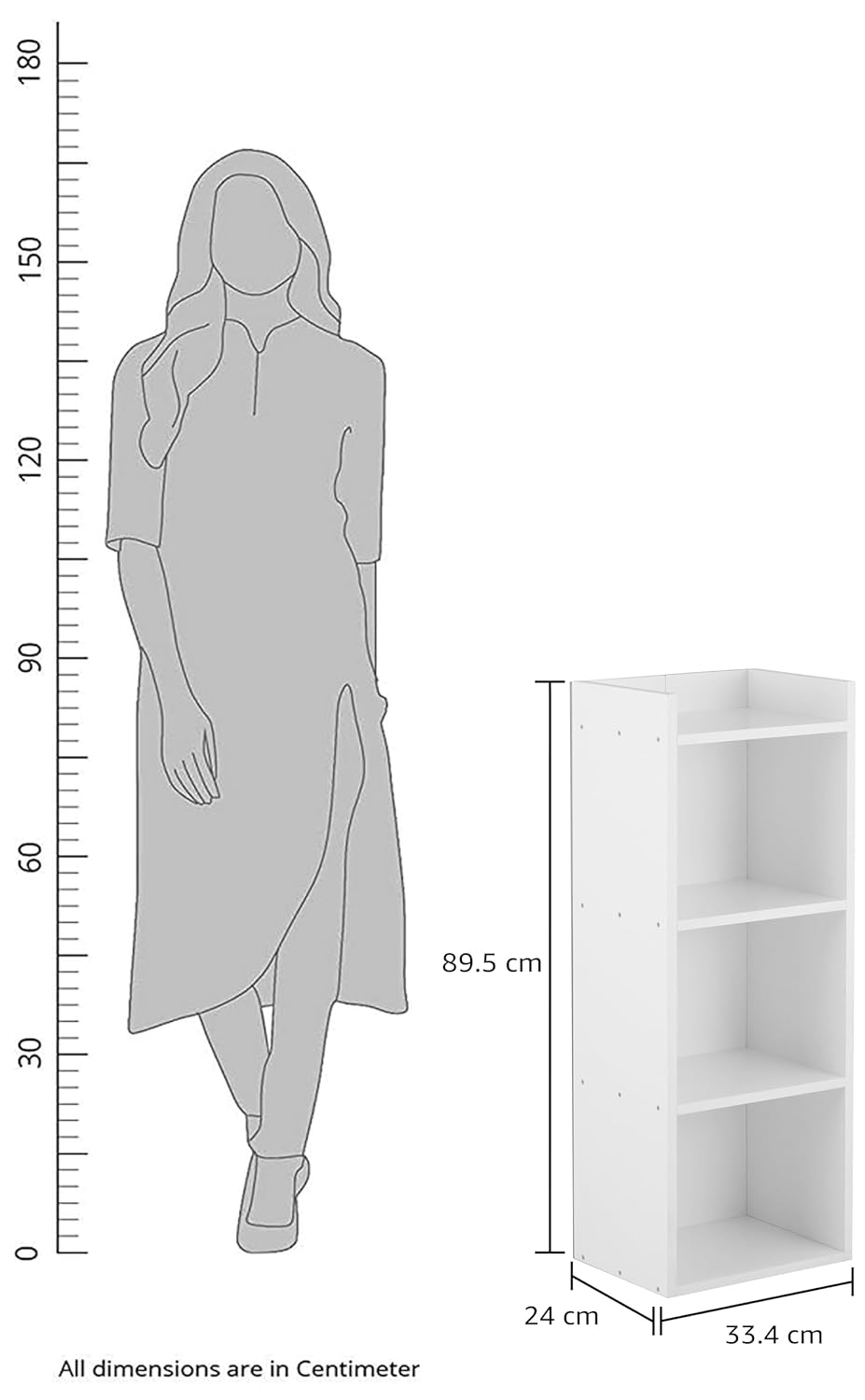 Solimo 3-Shelf Engineered Wood Book Shelf and Display Unit |White - Image 2