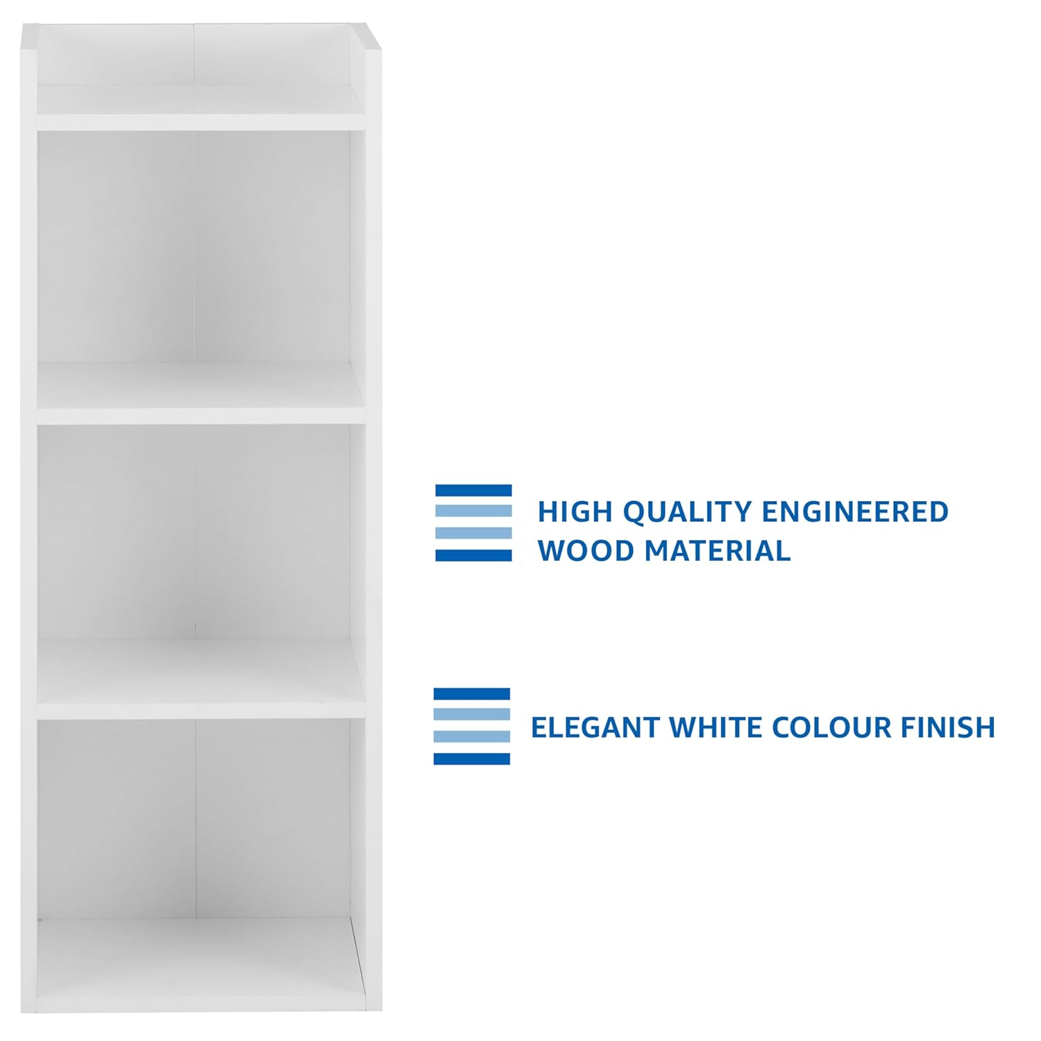 Solimo 3-Shelf Engineered Wood Book Shelf and Display Unit |White - Image 3