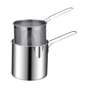 Small Frying Pot with Strainer Basket - Deep Fryer for French Fries, Chicken Wings, Shrimp, Fish, Pasta - Charcoal Water Filters