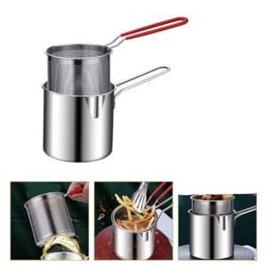 FDCA248 1.4 Liter Stainless Steel Deep Fryer Pot Pan with Universal Deep Bakset for Home Fries Kitchen Camping (Silver, Pack of 1)