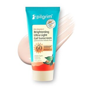 5% Vitamin C Brightening Ultra Light Gel Sunscreen SPF 60 PA++++ 45ml | UVA/UVB Protection | No White Cast | Fights Tanning, Brightens Skin