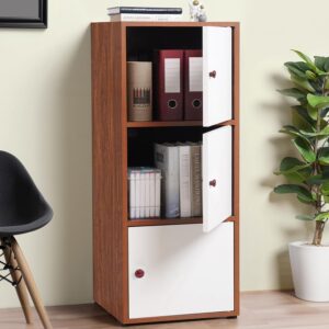 3 Tier Engineered Wood Storage Cabinet for Living Room with Magnetic Door