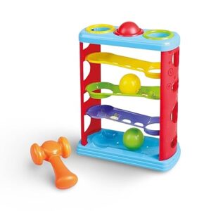 Colorful Ball Drop Pounding Game with Hammer | Montessori Wooden-Inspired Educational Toy | Fun Activity for Toddlers Boys & Girls