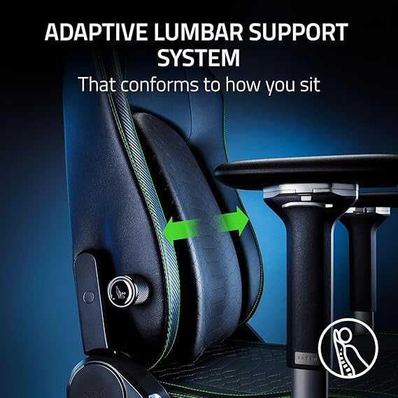 Razer Iskur V2 Gaming Chair: Adaptive Lumbar Support - Adjustable Lumbar Curve - High Density Foam Cushions - Reactive Seat Tilt &152-degree Recline - 4D Armrests - Fabric - Dark Grey - Image 4