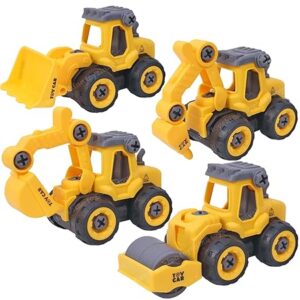 Toyshine Take Apart Toy 4 Pack - DIY Construction Engineering Car Toy, Kids STEM Sand Toys for Toddlers Age 3-5, Building Sandbox Toys Truck, Birthday Gifts for Boys 2 3 4 5 6 Year Old