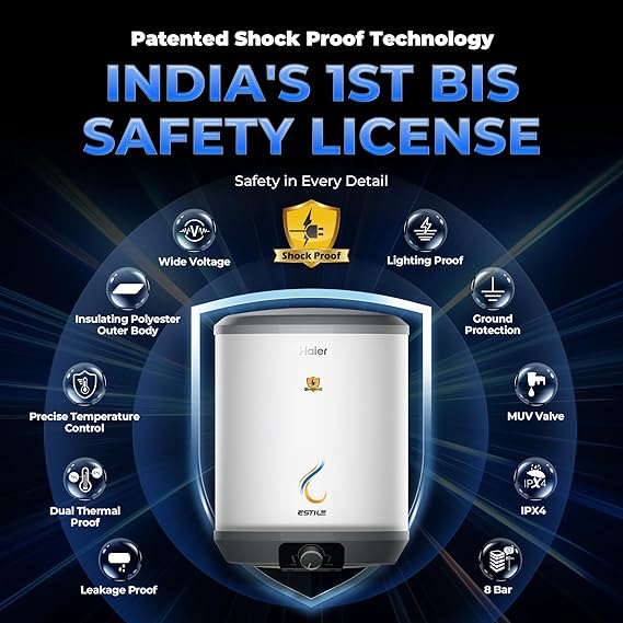 Haier Estile Water Geyser 25 Ltr 2200W Storage Water Heater 5 Star with Pipe| Free Installation| ABS Body| Shock Proof| 8-Yr Tank 4-Yr Product Warranty - Image 3