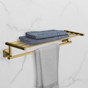 Plantex 304 Grade Stainless Steel Towel Rack/Towel Holder for Bathroom/Towel Hanger/Stand/Bathroom Accessories Set - Squaro (Brass Antique Finish)