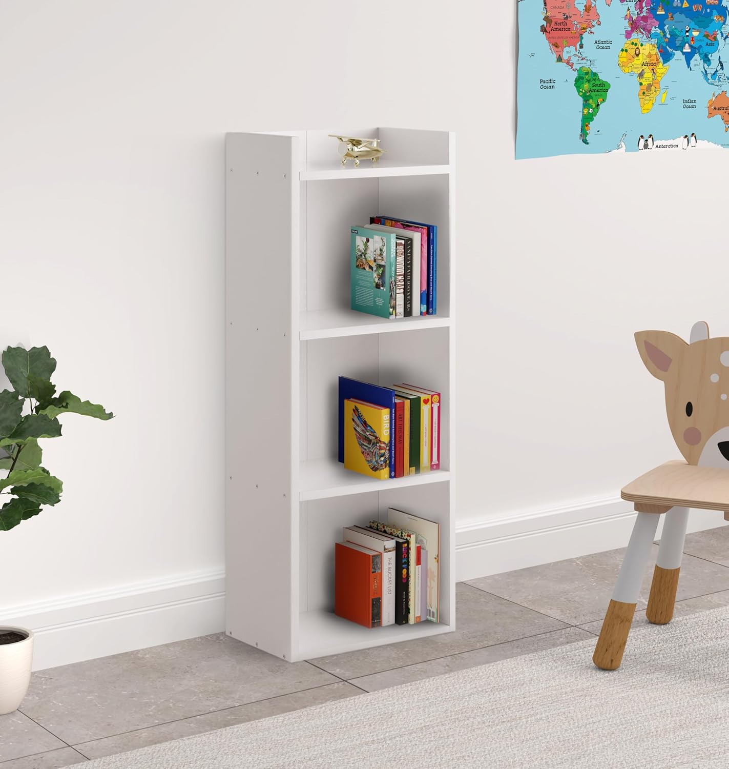 Solimo 3-Shelf Engineered Wood Book Shelf and Display Unit |White