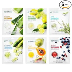 Fairness Face Mask Sheets For Glowing Skin, Hydration & Brightening | For All Skin Types, Women & Men | Korean Sheet Mask Combo Pack Of 6 (Each 25 ml)