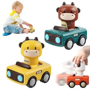Toyshine 2Pc Friction Powered Press & Go Animal Face Racing Cars Fun Early Learning Motor Skill Development Educational Toys for Babies & Kids, Multicolor