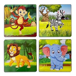 Children & Kids Wooden Puzzle for 2 3 4 5 6Year Old Girls Boys Animals Jigsaw Puzzle(Pack of 4)