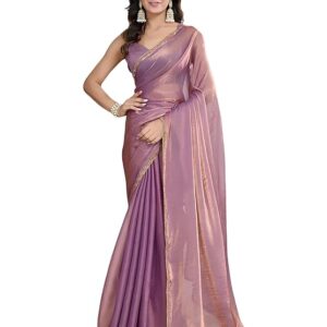 Women's Soft Zimmy Choo Fandy Silk Saree With Hand Work Lace Boarder & Comes With Unstitched Blouse Piece