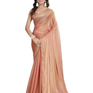 Women's Soft Zimmy Choo Fandy Silk Saree With Hand Work Lace Boarder & Comes With Unstitched Blouse Piece