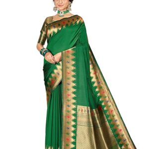 Banarasi Silk Jacquard Saree Rich Pallu and Zari Border with Unstitched Blouse Piece