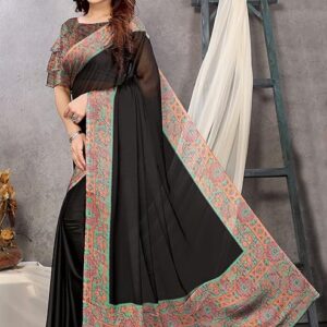 FASHION Women's Stylish Chiffon Floral Printed Saree with Blouse Piece