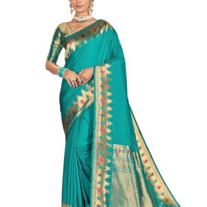 Banarasi Silk Jacquard Saree Rich Pallu and Zari Border with Unstitched Blouse Piece