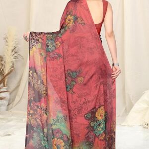 FASHION Women's Stylish Chiffon Floral Printed Saree with Blouse Piece