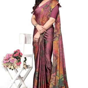 FASHION Women's Stylish Chiffon Floral Printed Saree with Blouse Piece