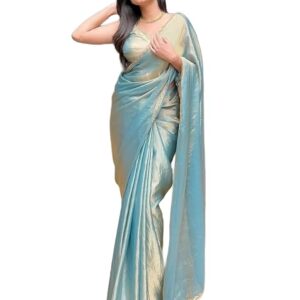Women's Soft Zimmy Choo Fandy Silk Saree With Hand Work Lace Boarder & Comes With Unstitched Blouse Piece